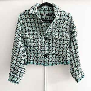 ZARA Crop Tweed Shacket